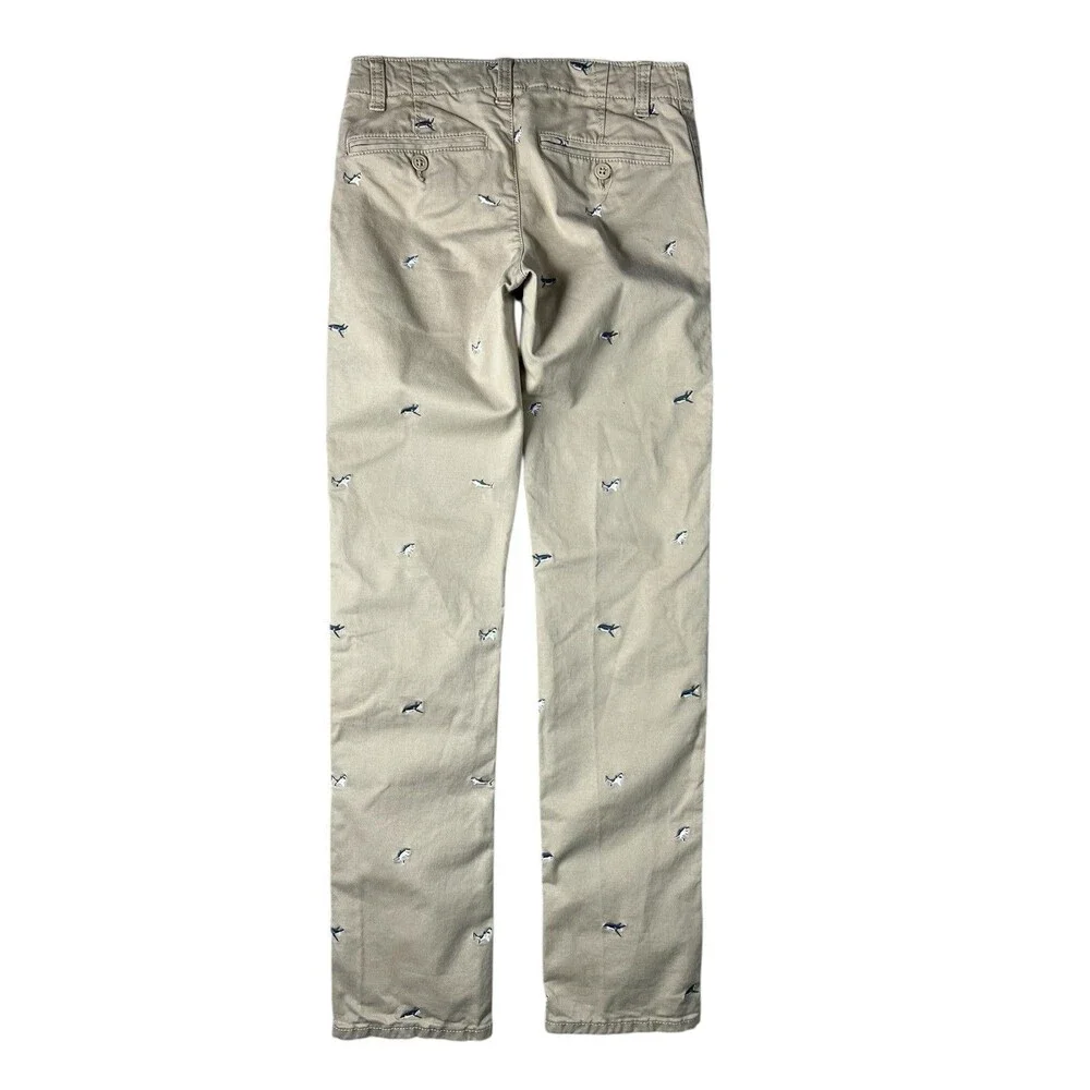 GAP Kids Boys Preppy Shark Embroidered Khaki Chino Adj Waist Pants  Size 14 slim